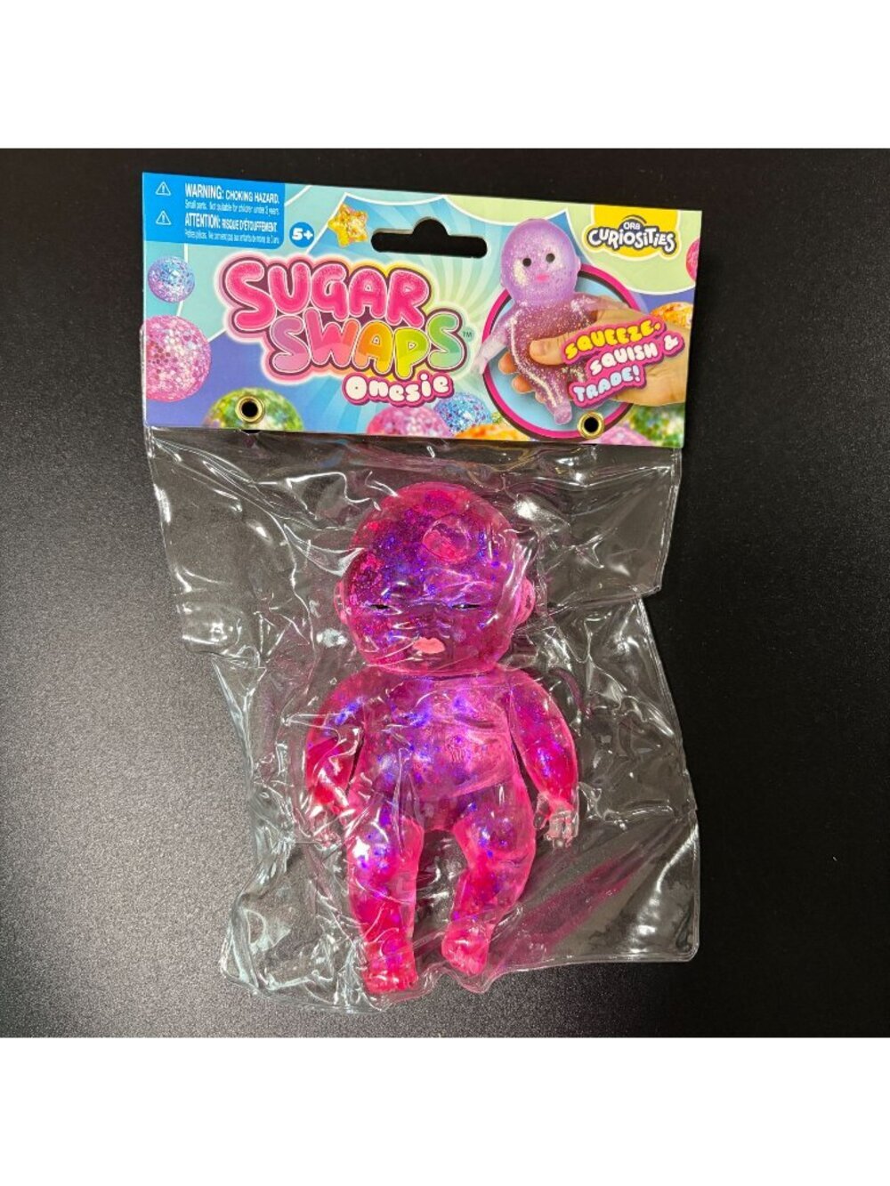 ORB Curiosities Sugar Swaps Onesie Glitter Pink Baby Squishy Toy New Sealed